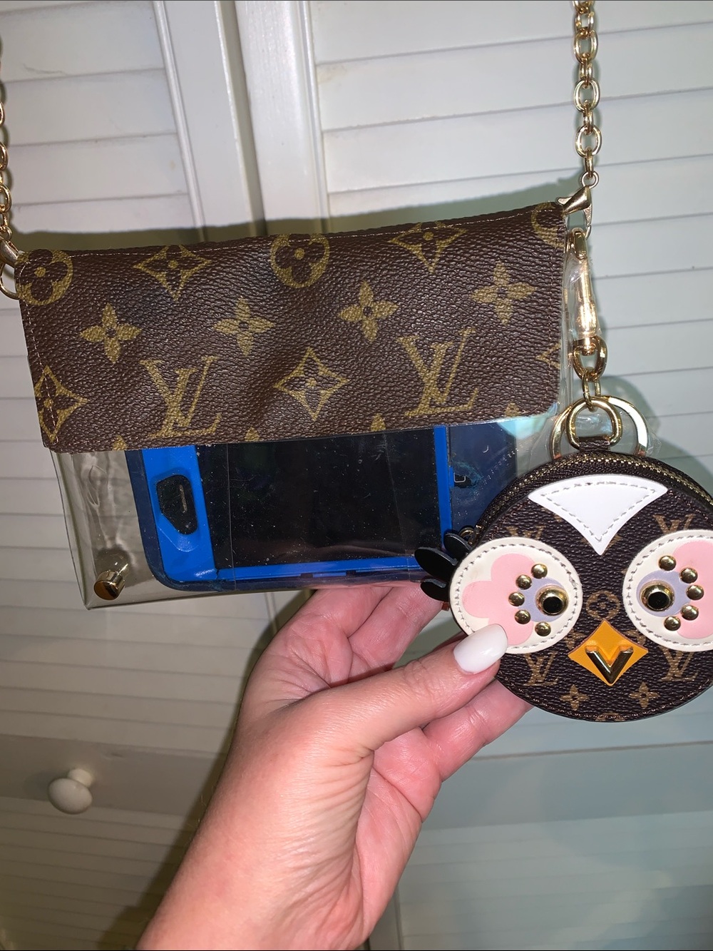 Monogram Clear Crossbody Bag with Gold Chain - Picture 5 of 7
